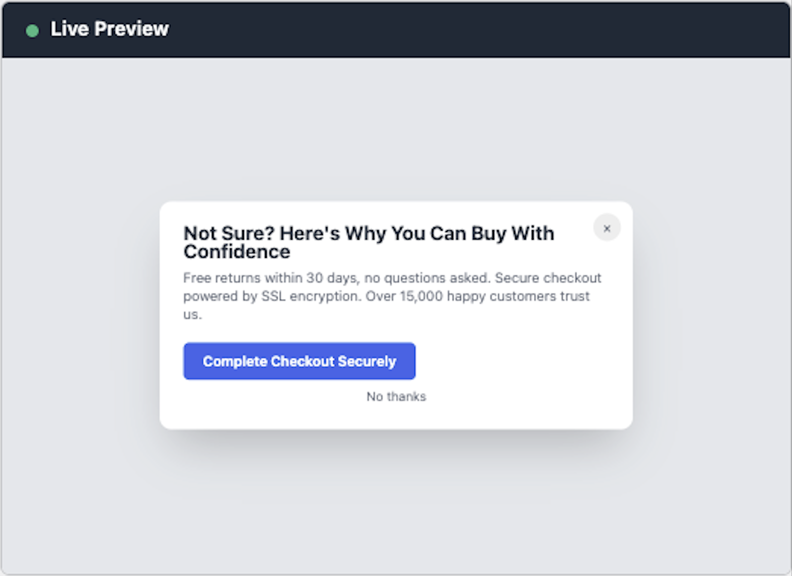 Intervention: Checkout Abandon