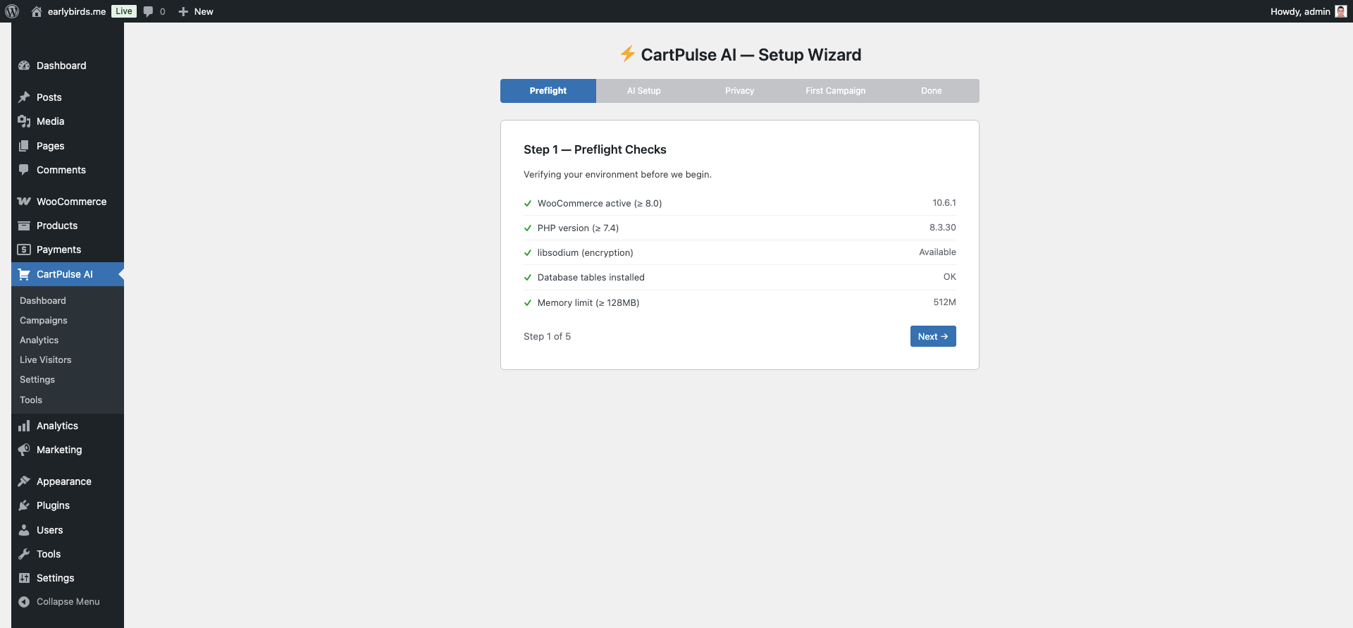 Setup Wizard — Step 1: Preflight Checks
