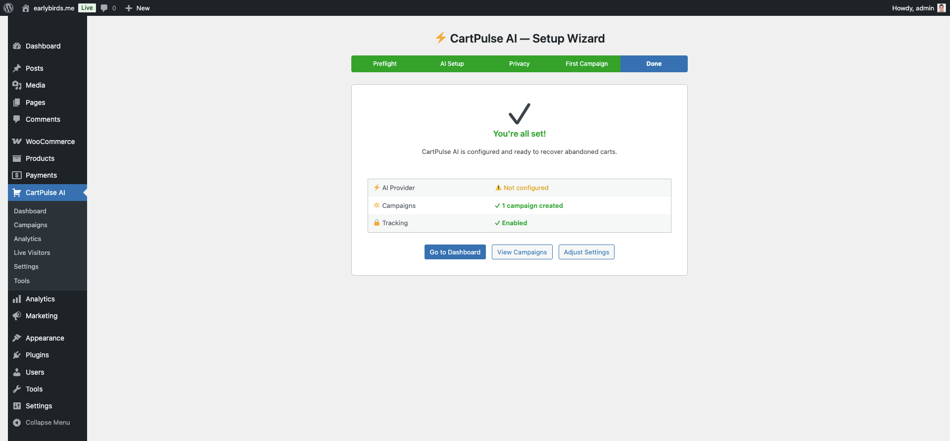 Setup Wizard — Step 5: Done