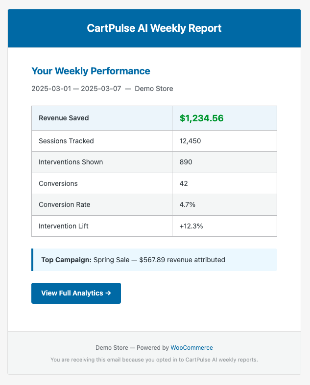 Weekly Performance Email Digest
